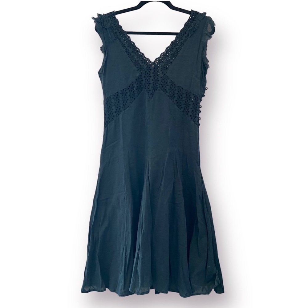 CHIRSTIANE CELLE Boho A-Line Dress Eyelet Flutter Sleeve XS